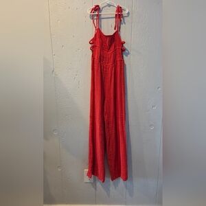 Urban Outfitters Red Sleeveless Jumpsuit